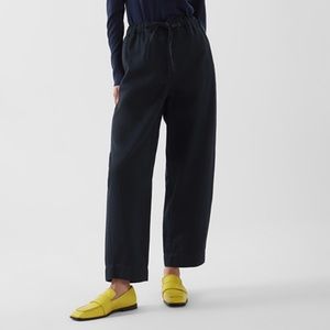 DRAWSTRING BARREL-LEG TROUSERS